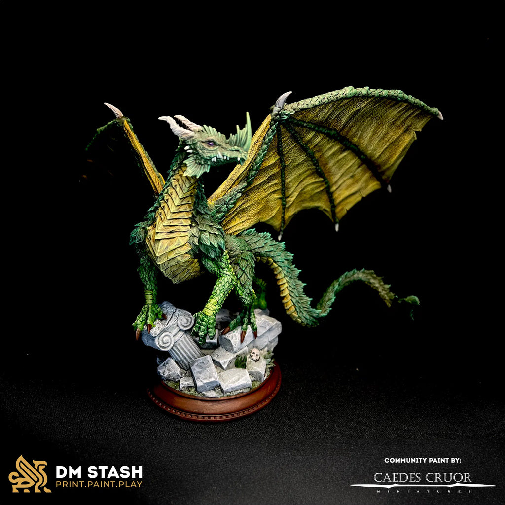 Midorius the Broken – Juvenile Green Dragon - 3D Monster Miniature