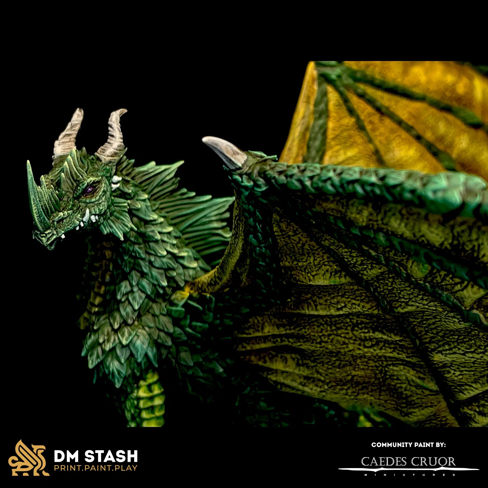 Midorius the Broken – Juvenile Green Dragon - 3D Monster Miniature