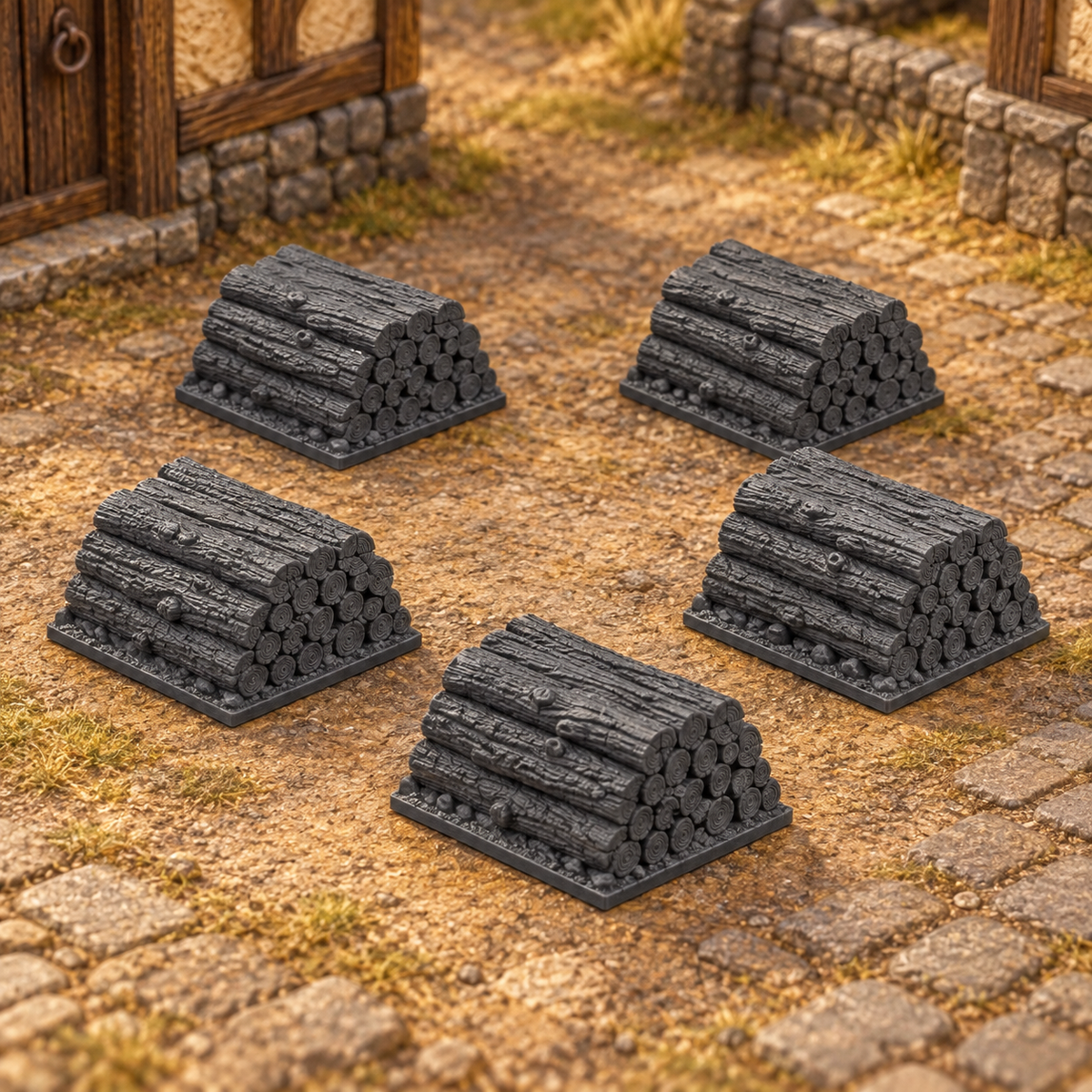 5x Firewood Stacks 28mm DND Scatter Terrain | Tabletop Wargaming Scenery for Warhammer, Frostgrave & RPG | 3D Printed