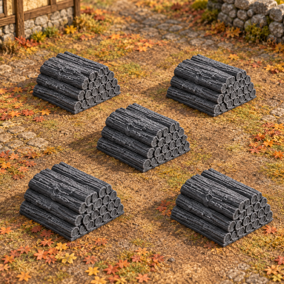 5x Firewood Stacks 28mm DND Scatter Terrain | Tabletop Wargaming Scenery for Warhammer, Frostgrave & RPG | 3D Printed