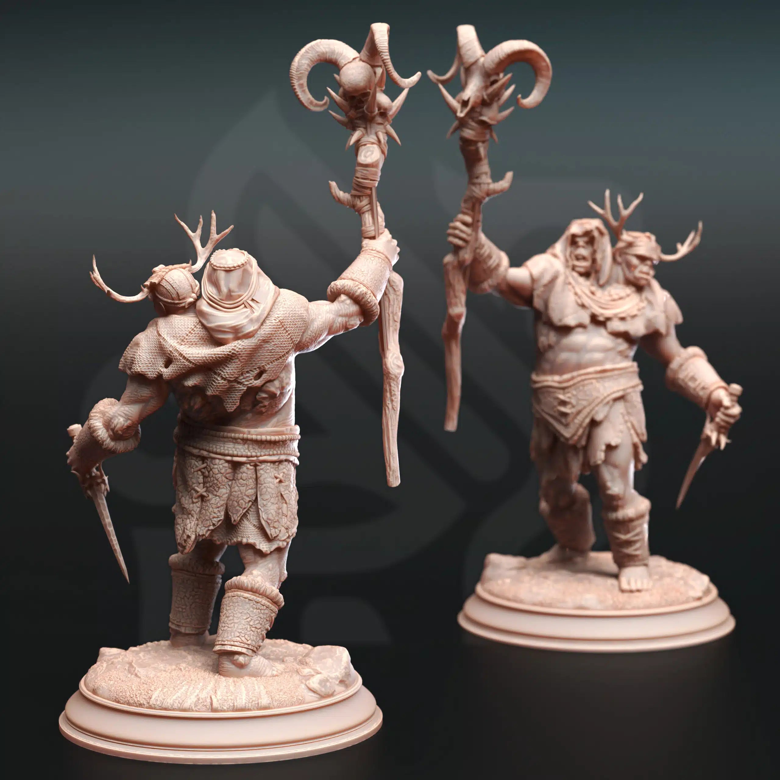 Droggod Tribe – Ettin Savages - 3D Printed Monster Miniature