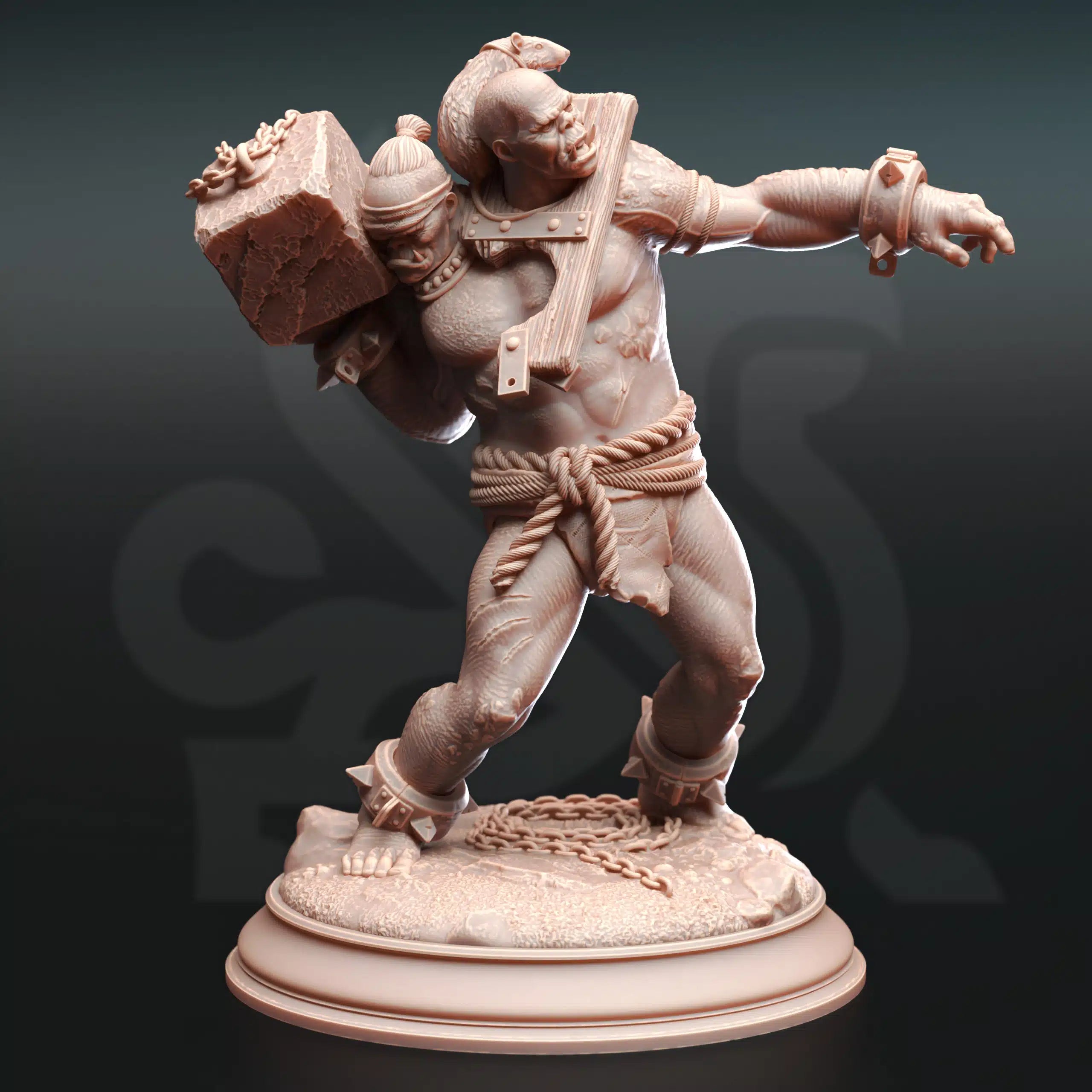 Droggod Tribe – Ettin Savages - 3D Printed Monster Miniature