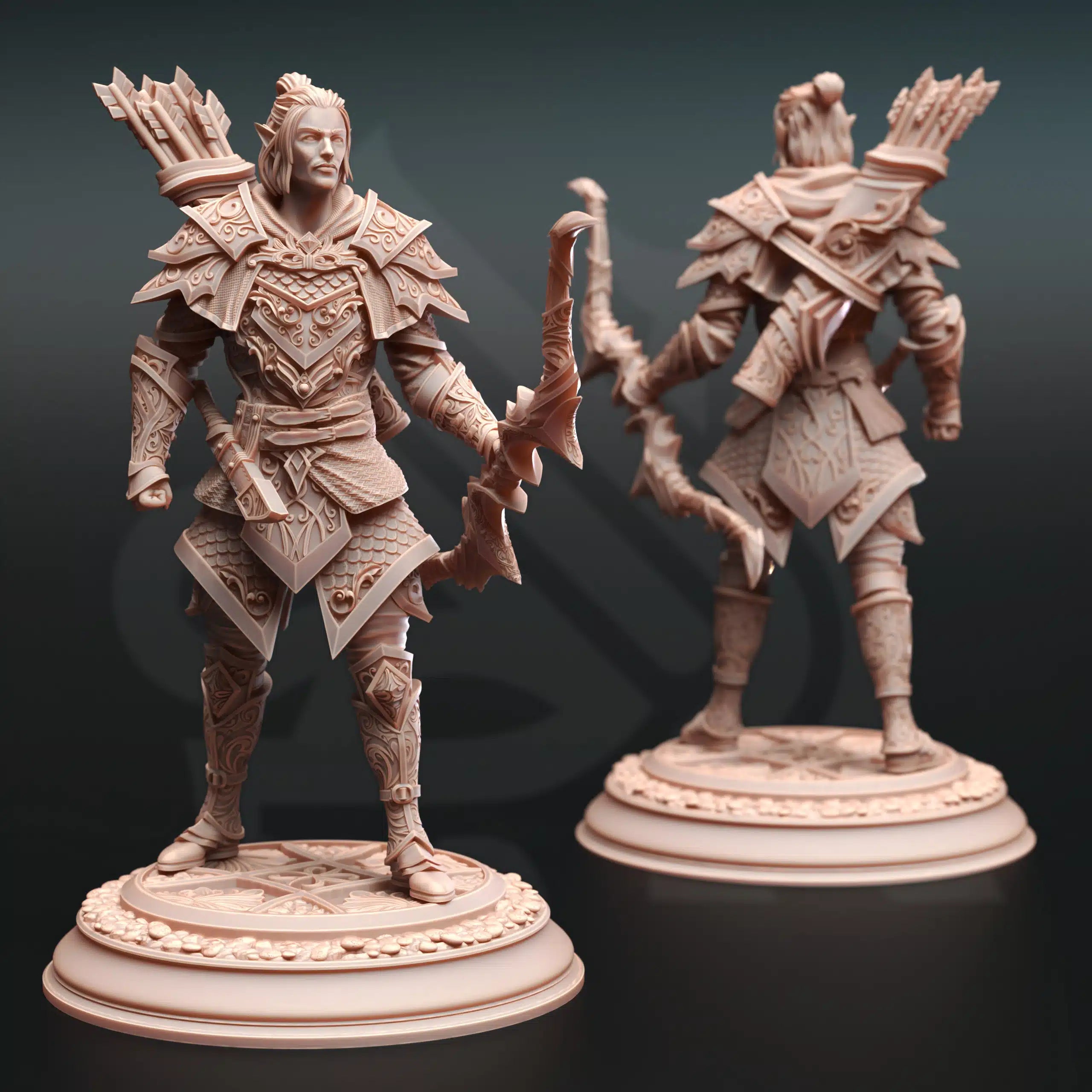 Ervion ro Estel – Elven Monster Hunter Ranger - 3D Printed Ranger Miniature