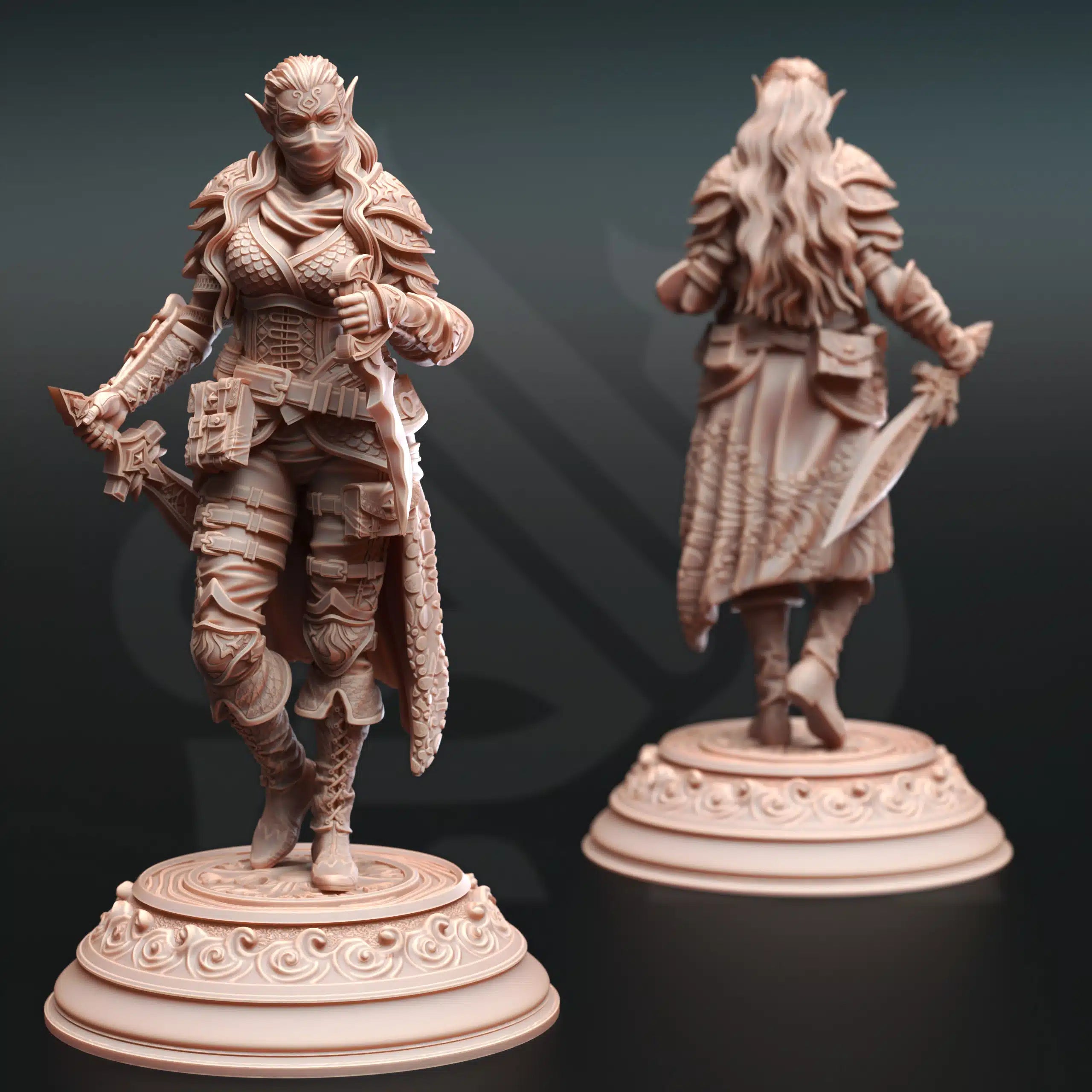 Hali Brookes – Water Elemi Swashbuckler Rogue - 3D Printed Fighter Miniature