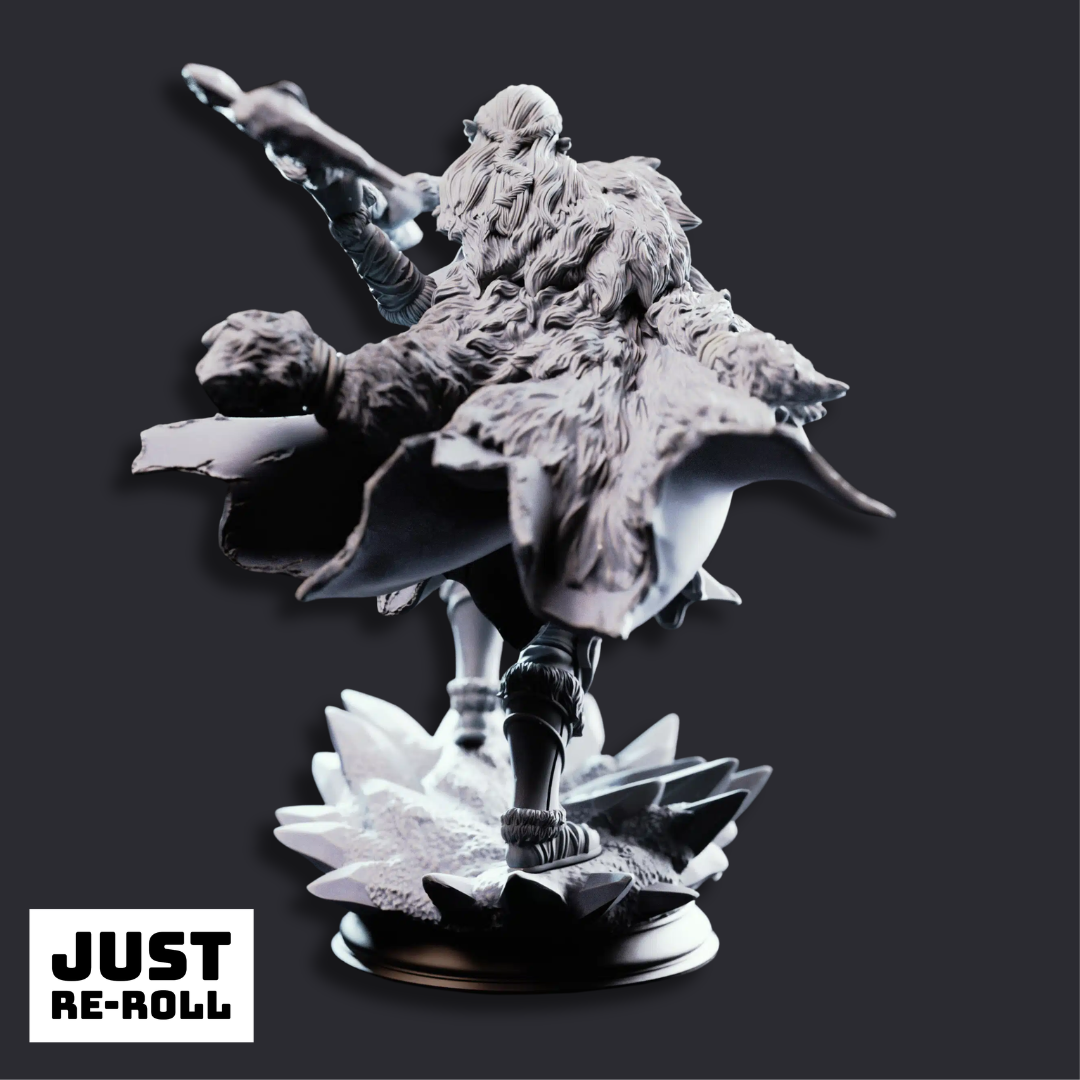 Ice Heart Colossal Barbarian Sorcerer - 3D Printed Barbarian Character Miniature