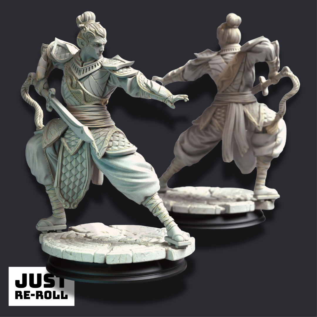 Jin Shi – Serpentfolk Commander - 3D Printed Fighter Miniature