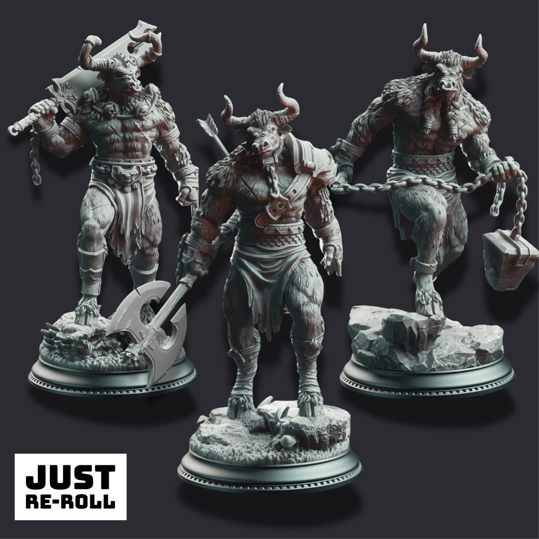 Minotaurs of the Labyrinth’s Depths - 3D Printed Barbarian Character Miniature