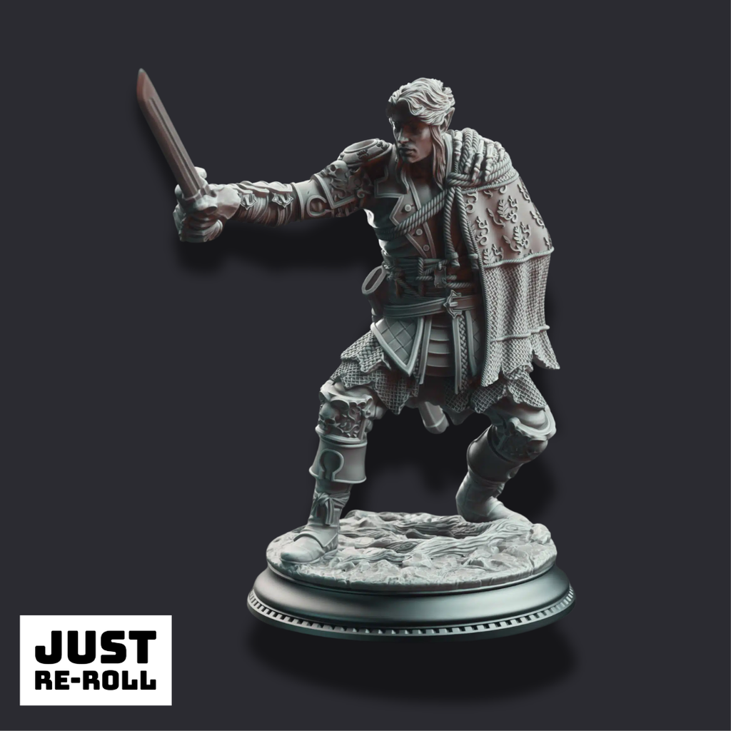Corin of Lamhet – Half Elf Duelist - 3D Printed Fighter Character Miniature
