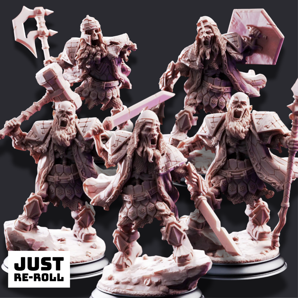 Sook, Crook, Mook, Brook, Hook – Undead Dwarven Brothers - 3D Printed Undead Miniature