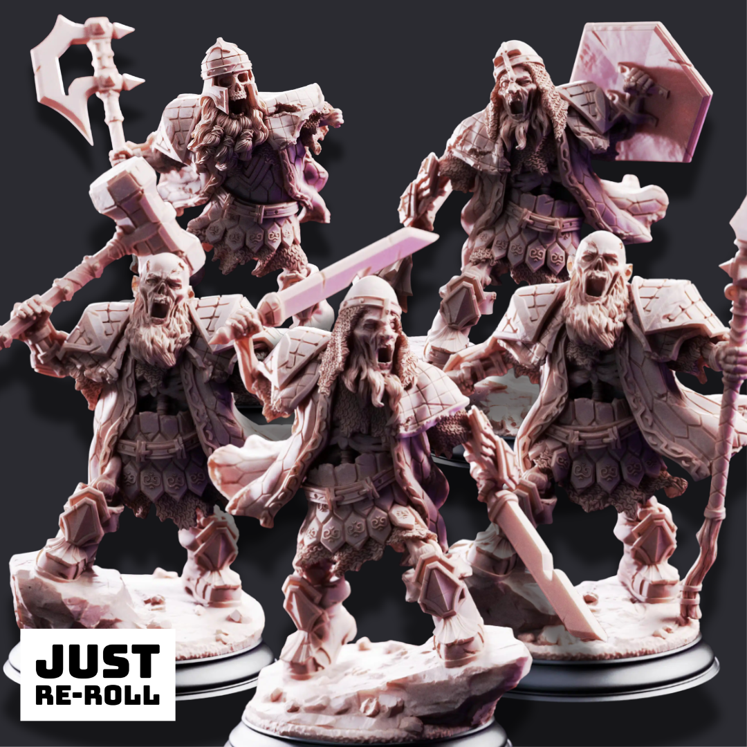 Sook, Crook, Mook, Brook, Hook – Undead Dwarven Brothers - 3D Printed Undead Miniature