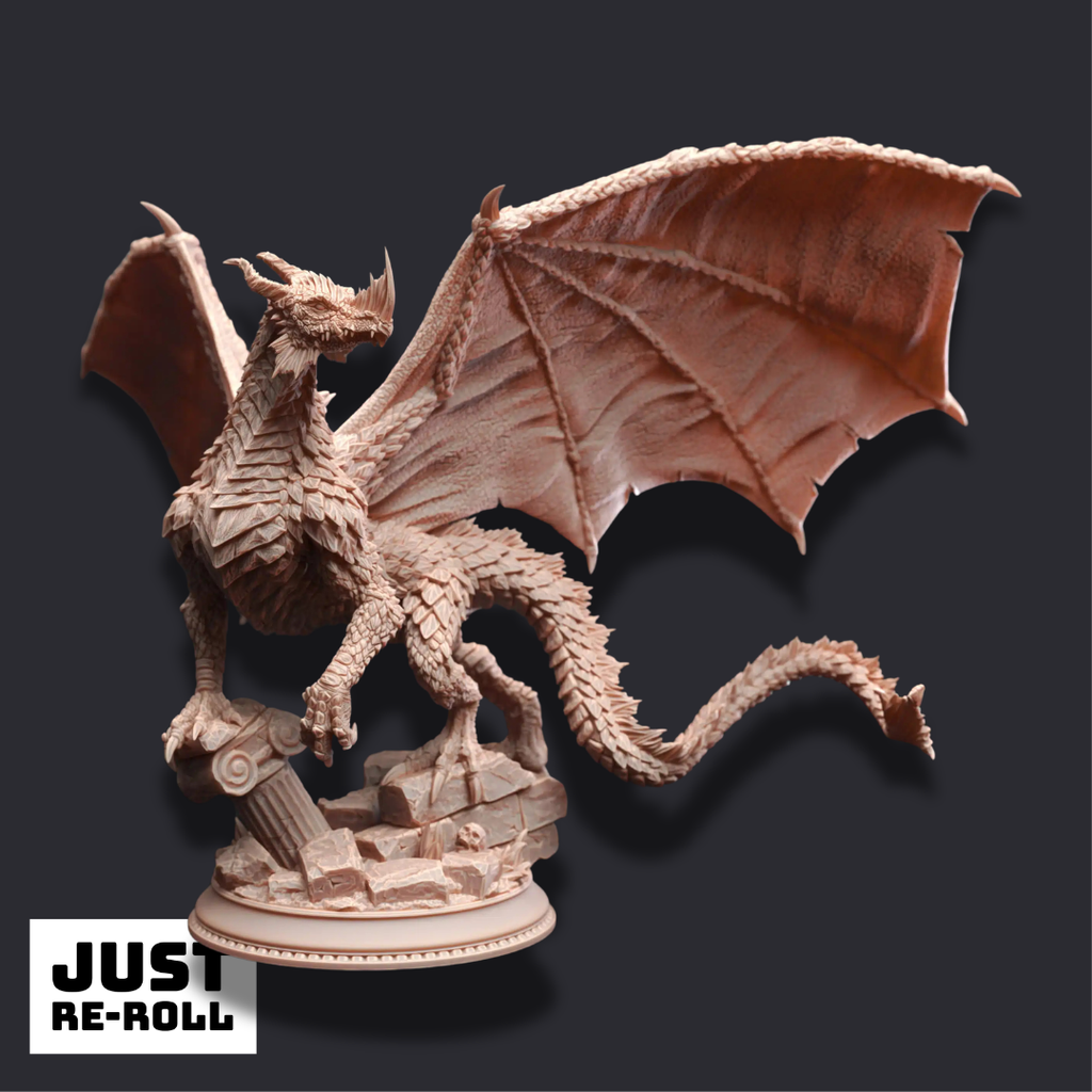 Midorius the Broken – Juvenile Green Dragon - 3D Monster Miniature