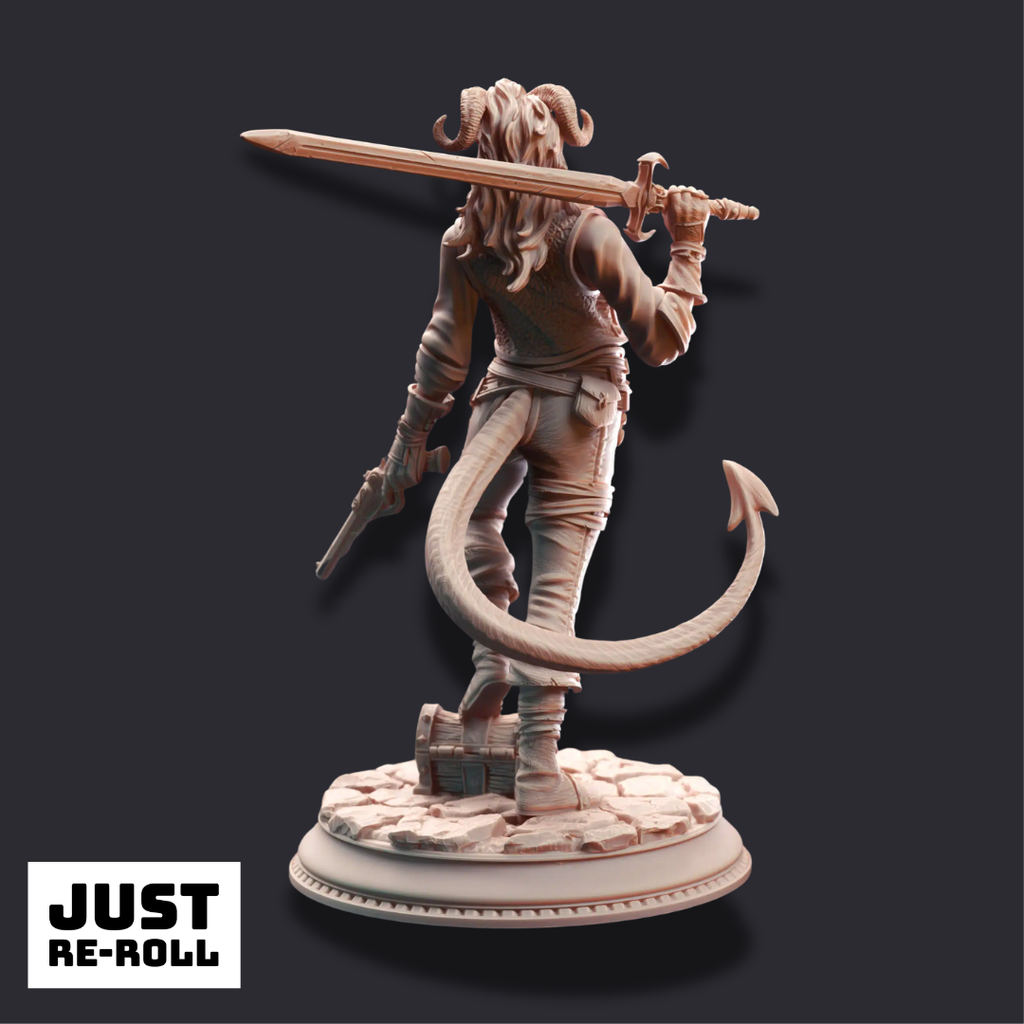 Syntheia the Daring – Tiefling Scoundrel - 3D Printed Rogue Character Miniature