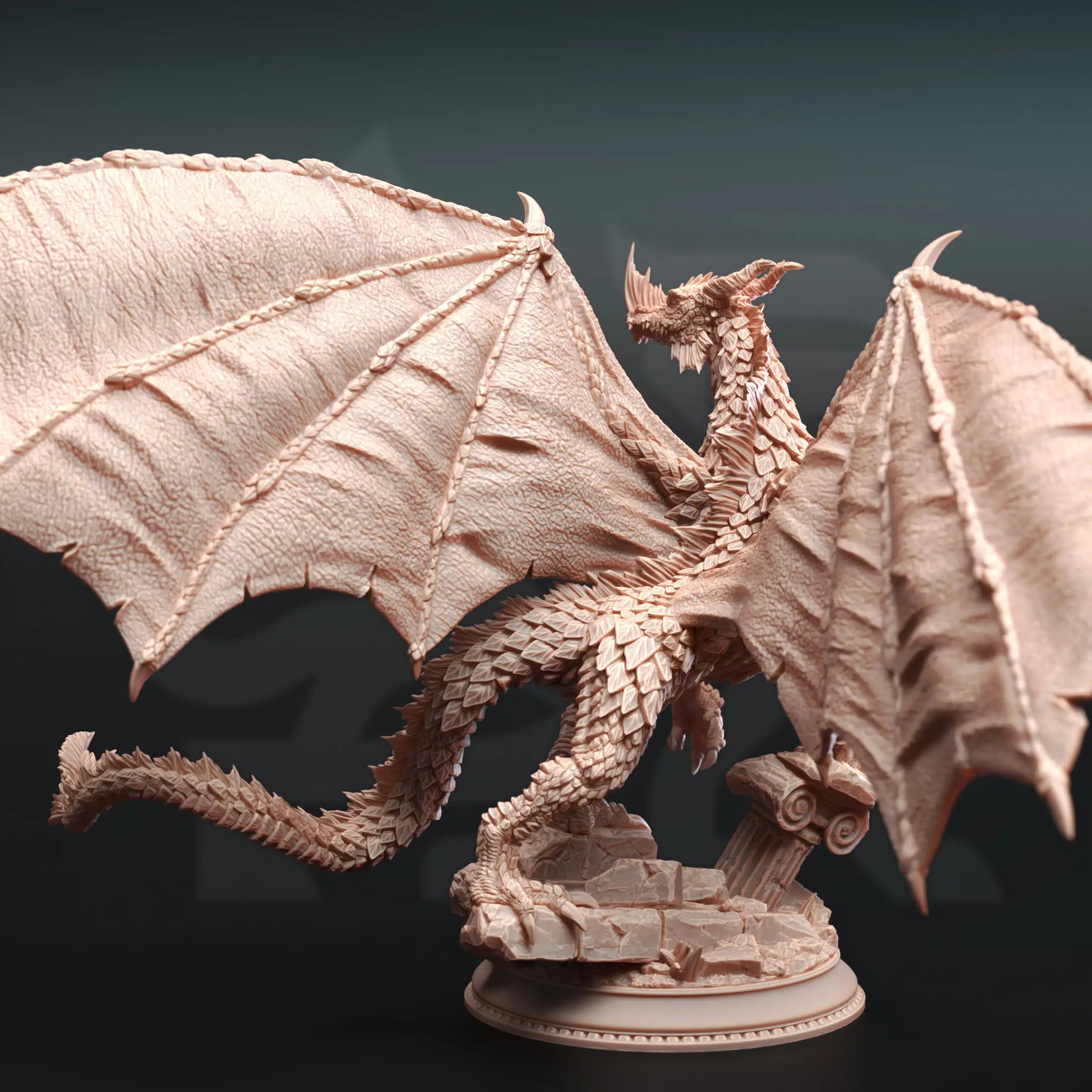 Midorius the Broken – Juvenile Green Dragon - 3D Monster Miniature