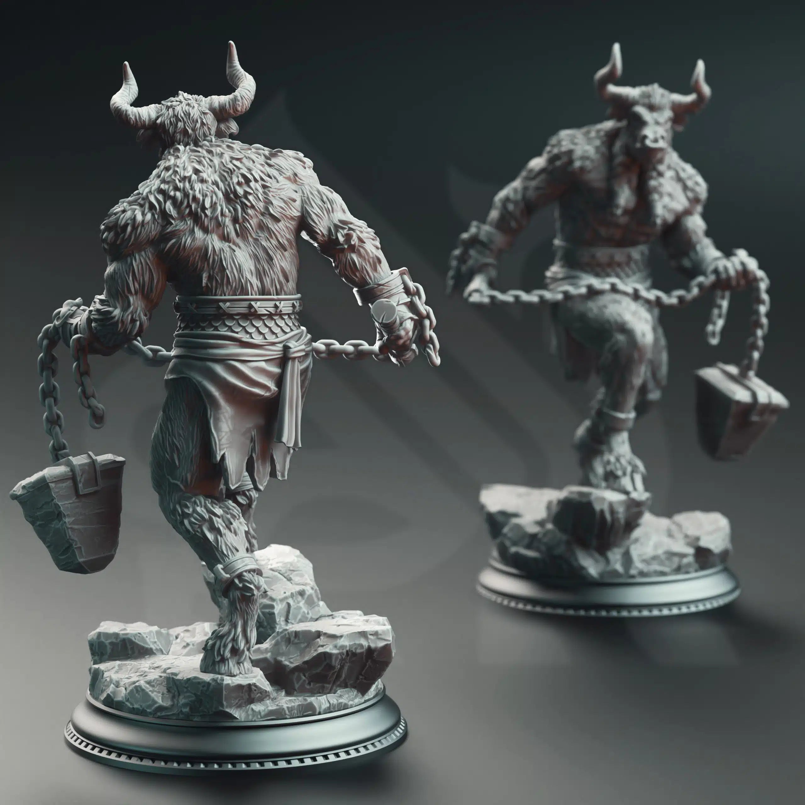 Minotaurs of the Labyrinth’s Depths - 3D Printed Barbarian Character Miniature
