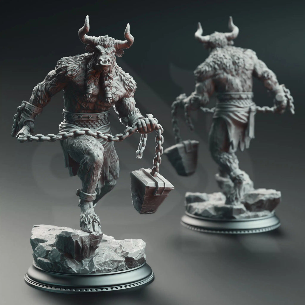 Minotaurs of the Labyrinth’s Depths - 3D Printed Barbarian Character Miniature
