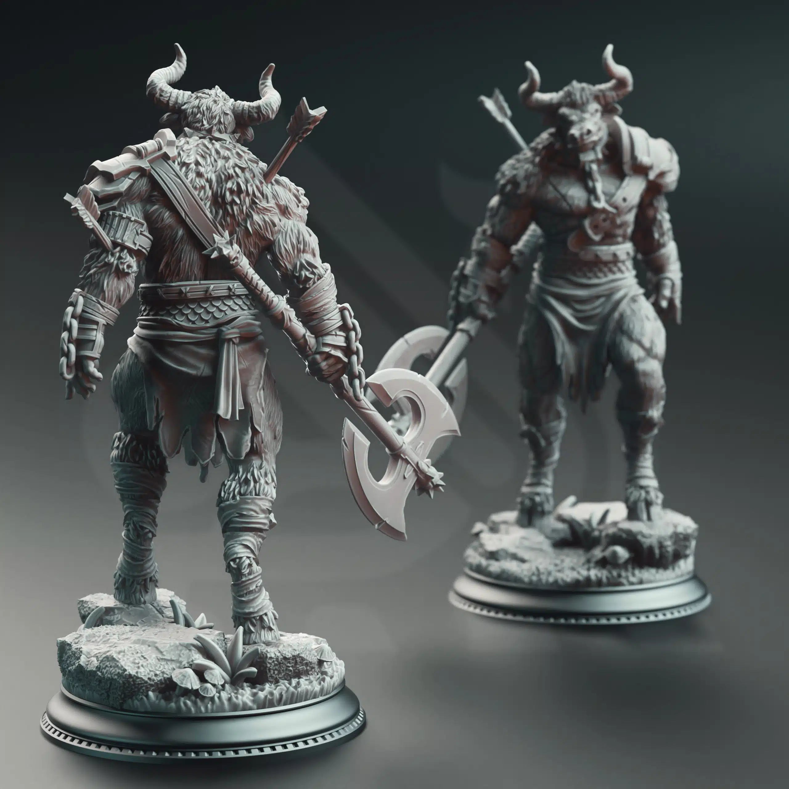 Minotaurs of the Labyrinth’s Depths - 3D Printed Barbarian Character Miniature
