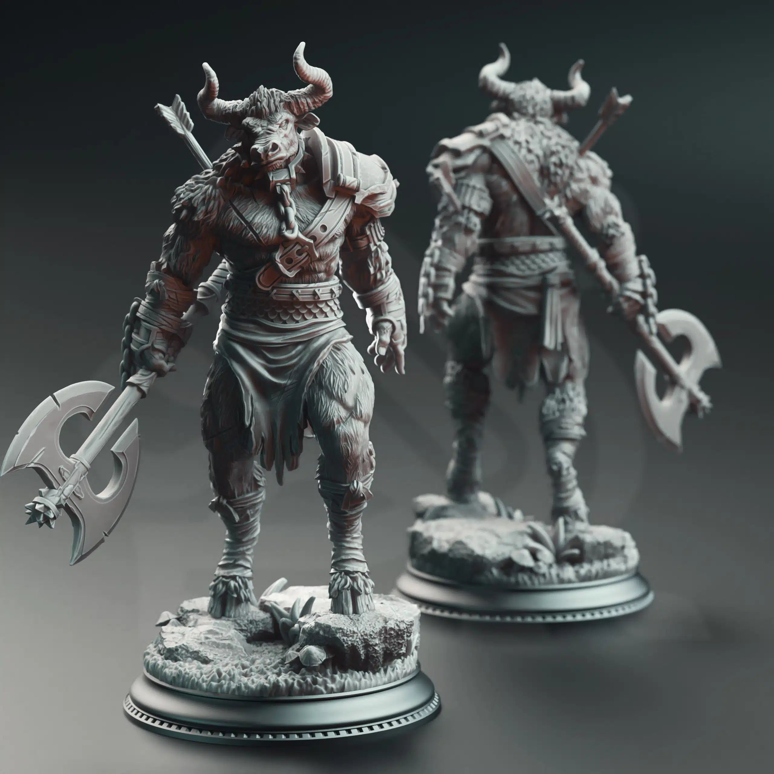 Minotaurs of the Labyrinth’s Depths - 3D Printed Barbarian Character Miniature