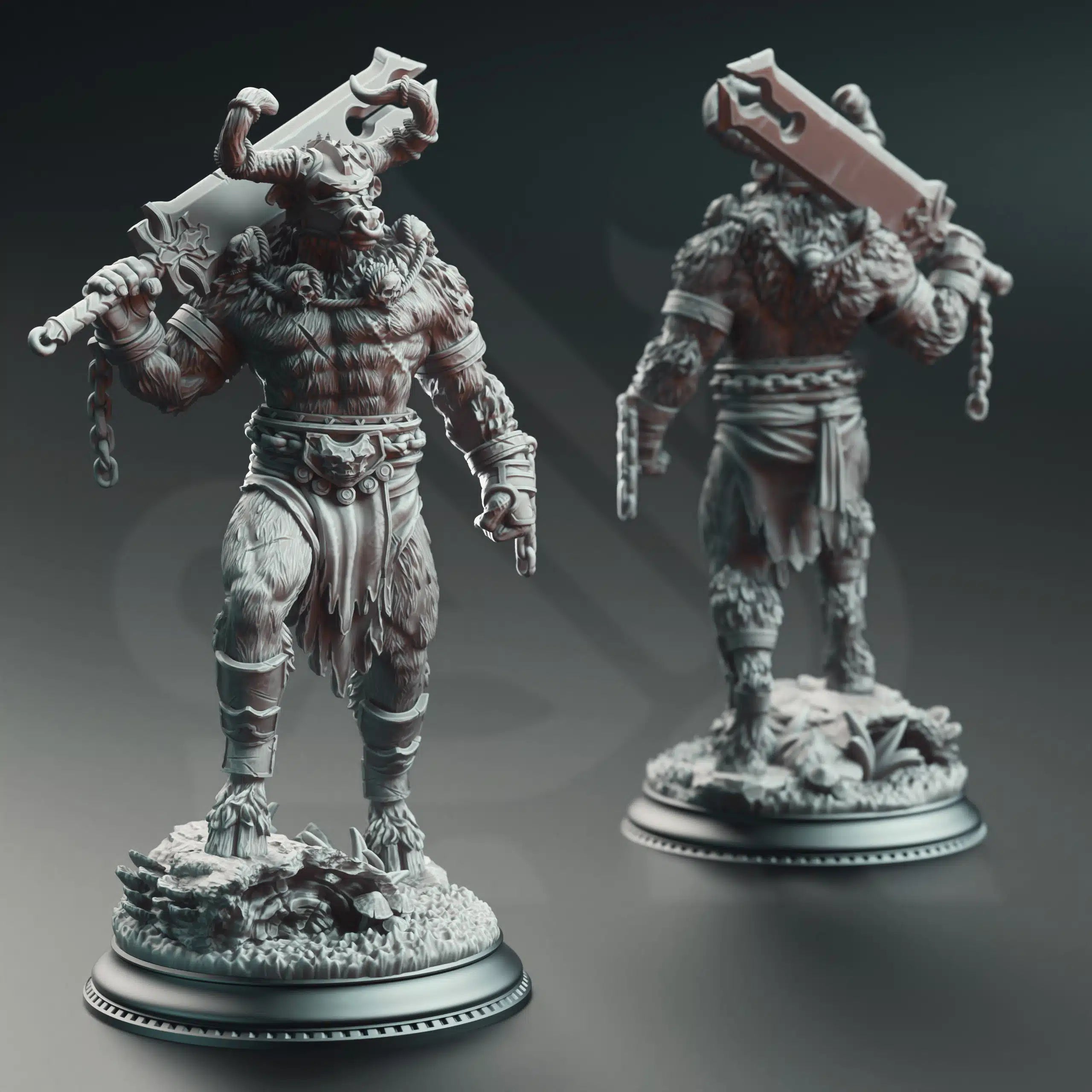 Minotaurs of the Labyrinth’s Depths - 3D Printed Barbarian Character Miniature
