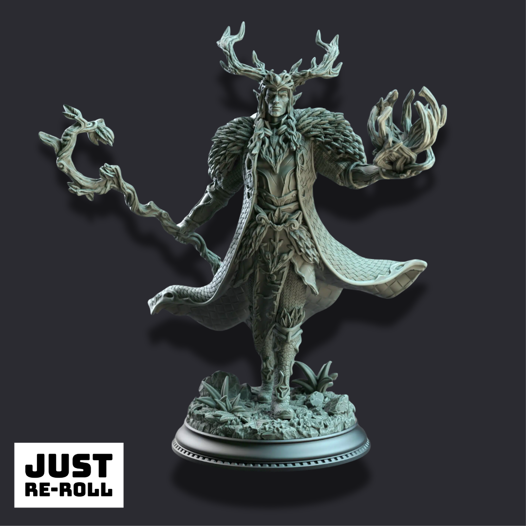 Pontifax the Emerald Eyed – Fey Court Wizard - 3D Printed Druid Character Miniature