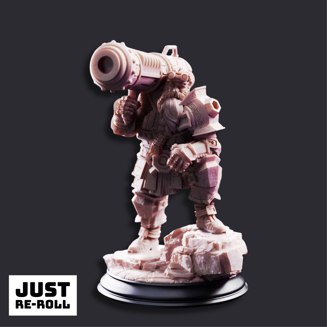 Rook Dwarven Cannoneer - 3D Printed Artificer Miniature