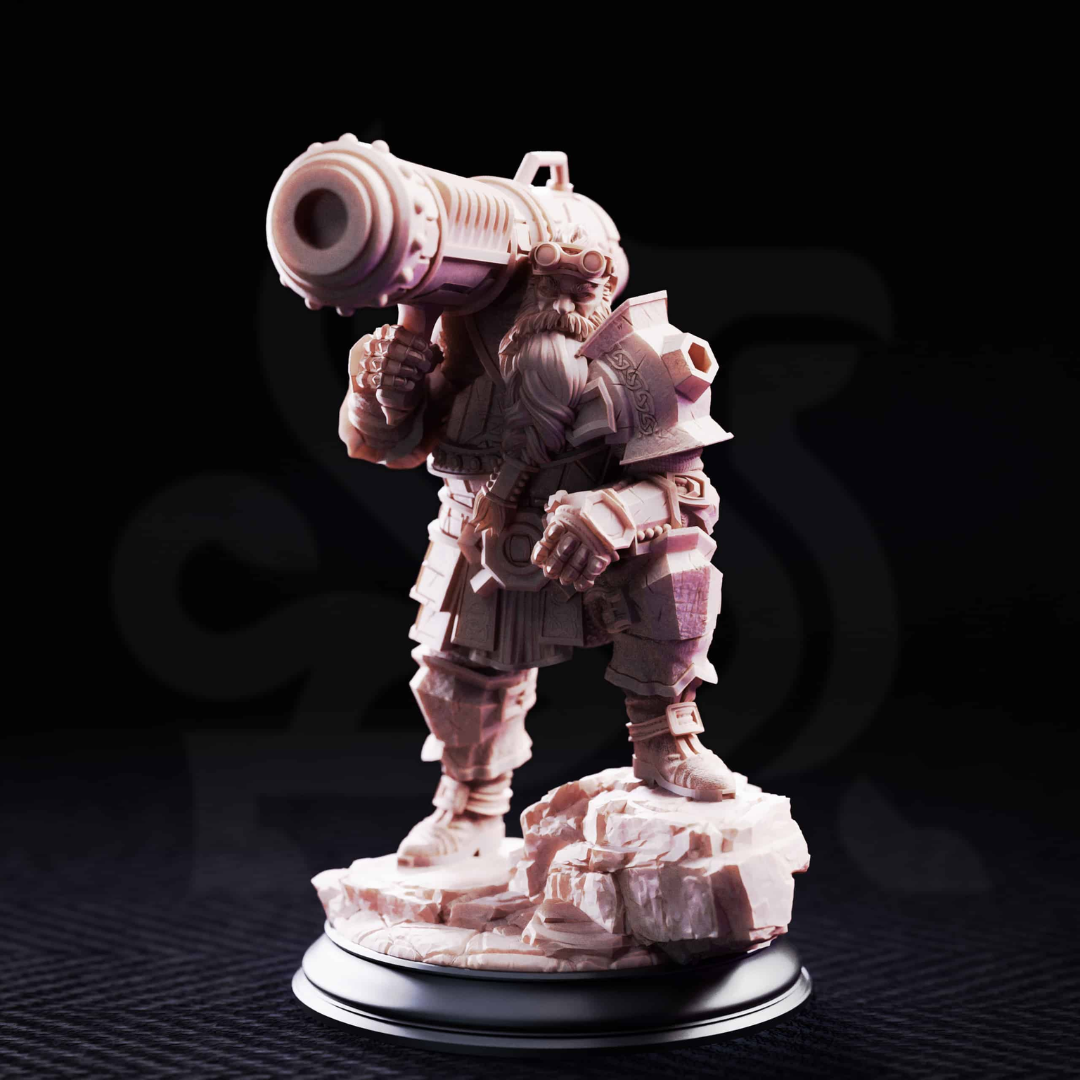 Rook Dwarven Cannoneer - 3D Printed Artificer Miniature