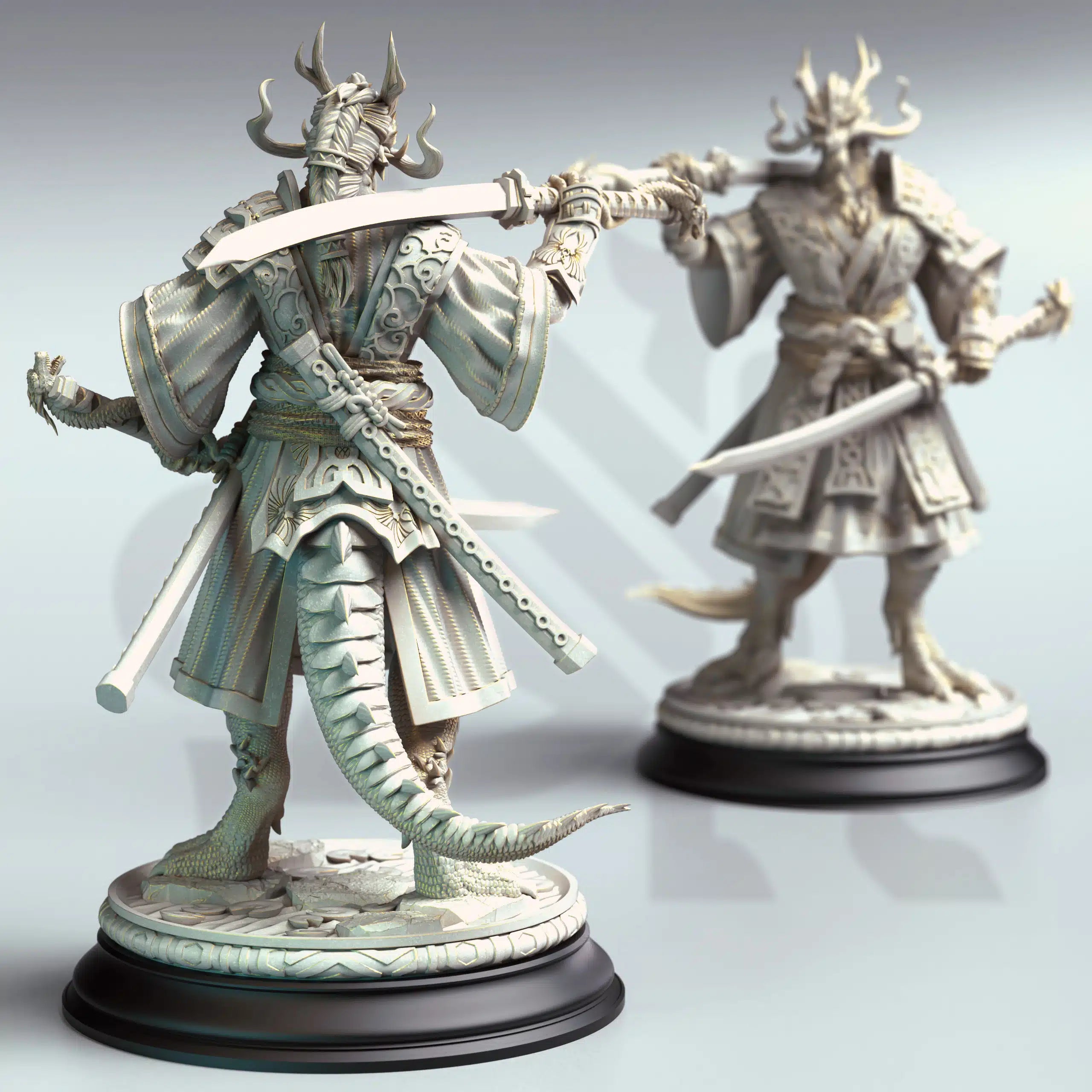 Ryuma – Eastern Dragonborn Samurai - 3D Printed Fighter Miniature