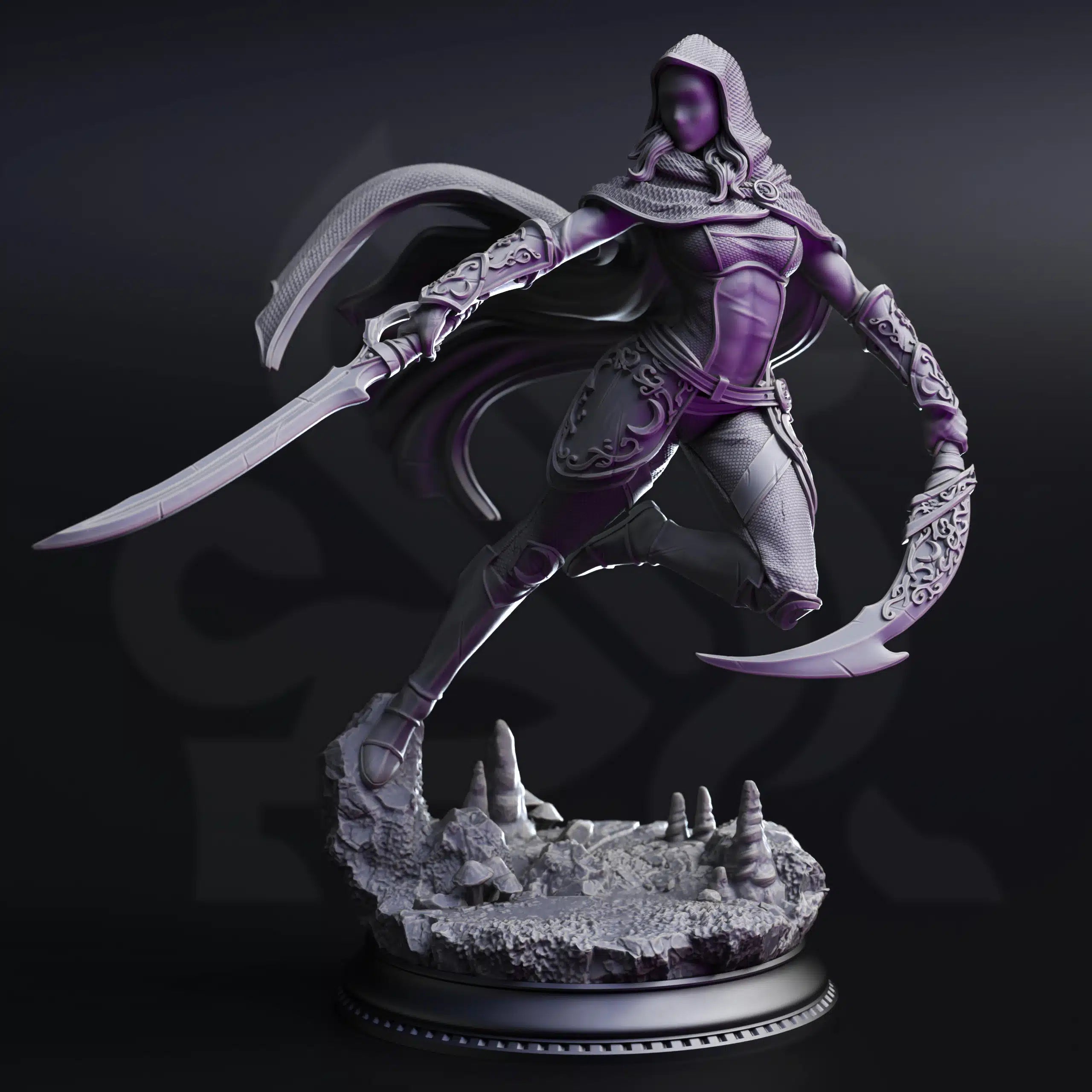 Xira Elineri – Assassin of the Waxing Moon - 3D Printed Rogue Character Miniature