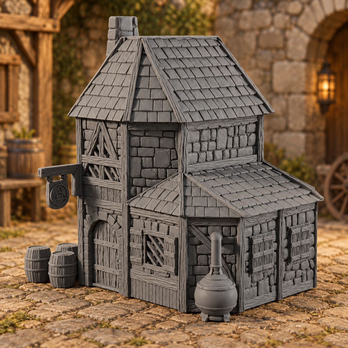 Alchemist House Medieval 28mm DND Terrain | Tabletop Wargaming Scenery for Warhammer, Frostgrave & RPG | 3D Printed