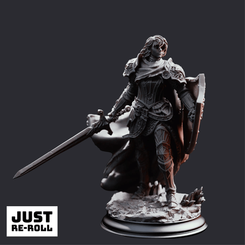 Alwine von Findros Elite Marine Knight - 3D Printed Fighter Miniature - Just Re-Roll
