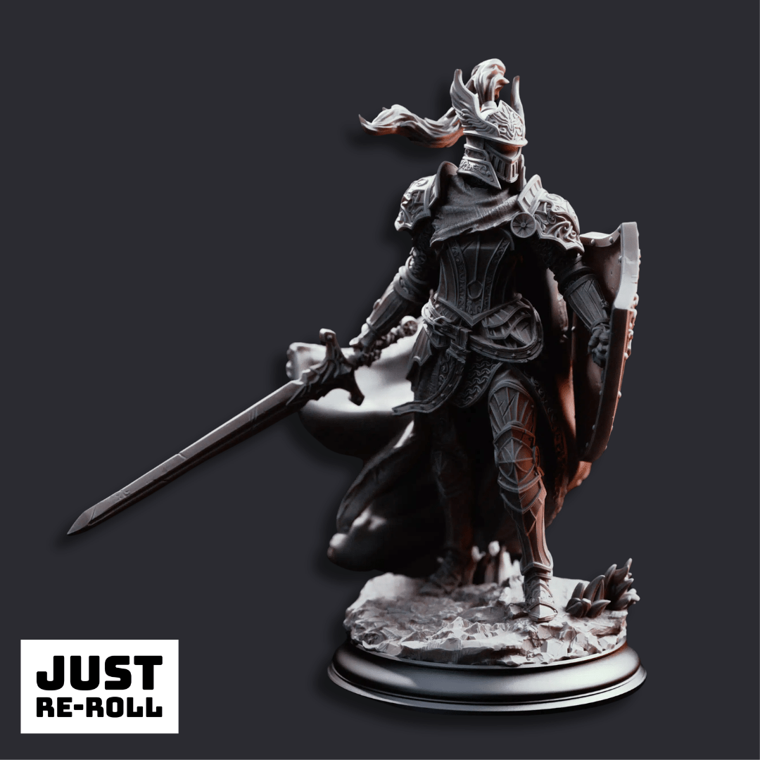 Alwine von Findros Elite Marine Knight - 3D Printed Fighter Miniature - Just Re-Roll