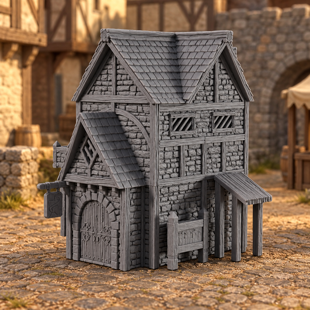 Apothecary House Medieval 28mm DND Terrain | Tabletop Wargaming Scenery for Warhammer, Frostgrave & RPG | 3D Printed
