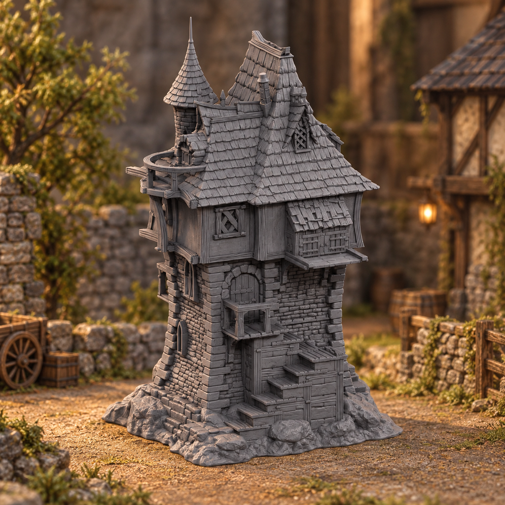 Archmage's Manor 28mm DND Terrain | Tabletop Wargaming Scenery for Warhammer, Frostgrave & RPG | Unpainted 3D Printed