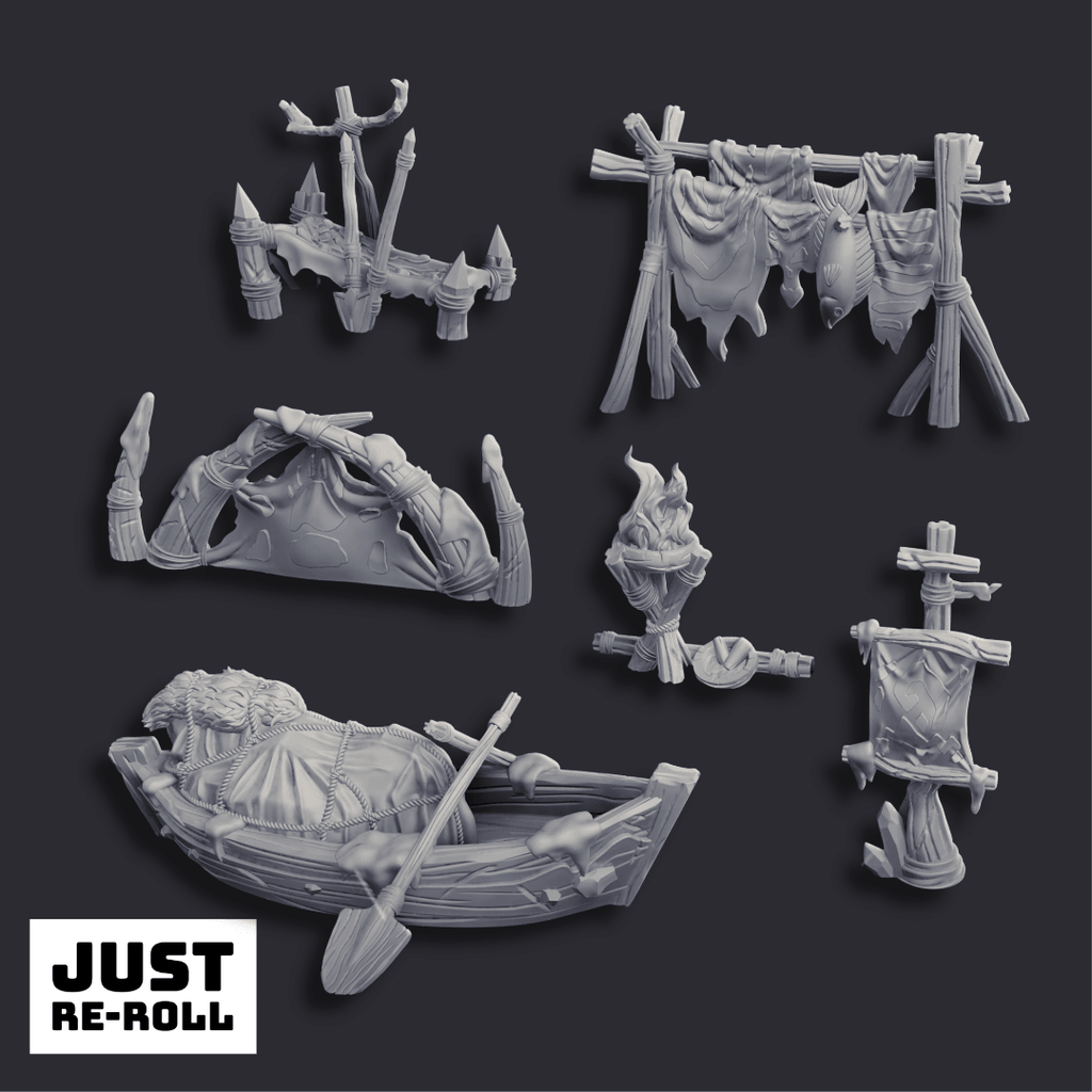 Arctic Camp Props - 3D Printed Miniature Terrain - Just Re - Roll