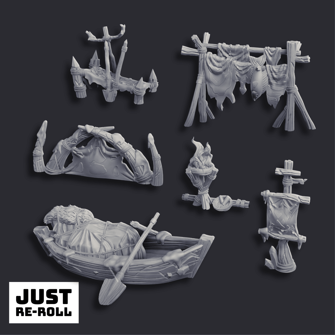 Arctic Camp Props - 3D Printed Miniature Terrain - Just Re - Roll