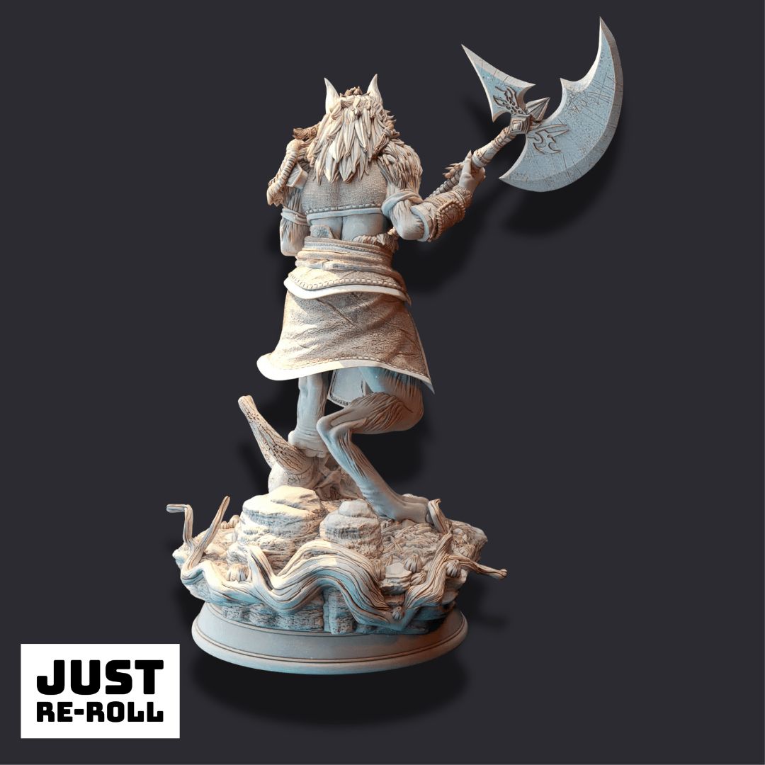 Ariana Grey – The Wolf Queen (Wolf Form) - 3D Printed Barbarian Character Miniature - Just Re - Roll