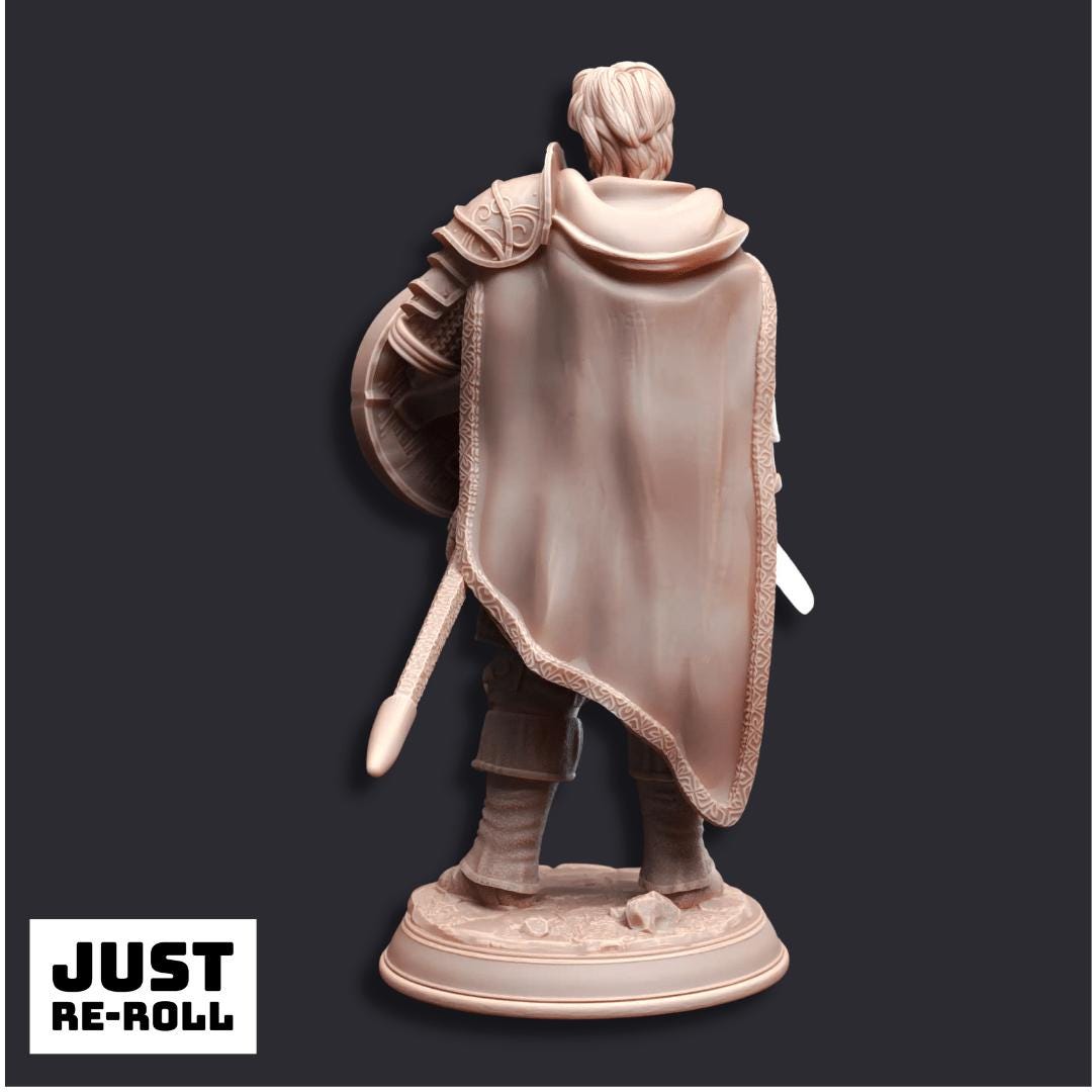 Arion Midrun Human Fighter - 3D Printed Fighter Character Miniature - Just Re - Roll