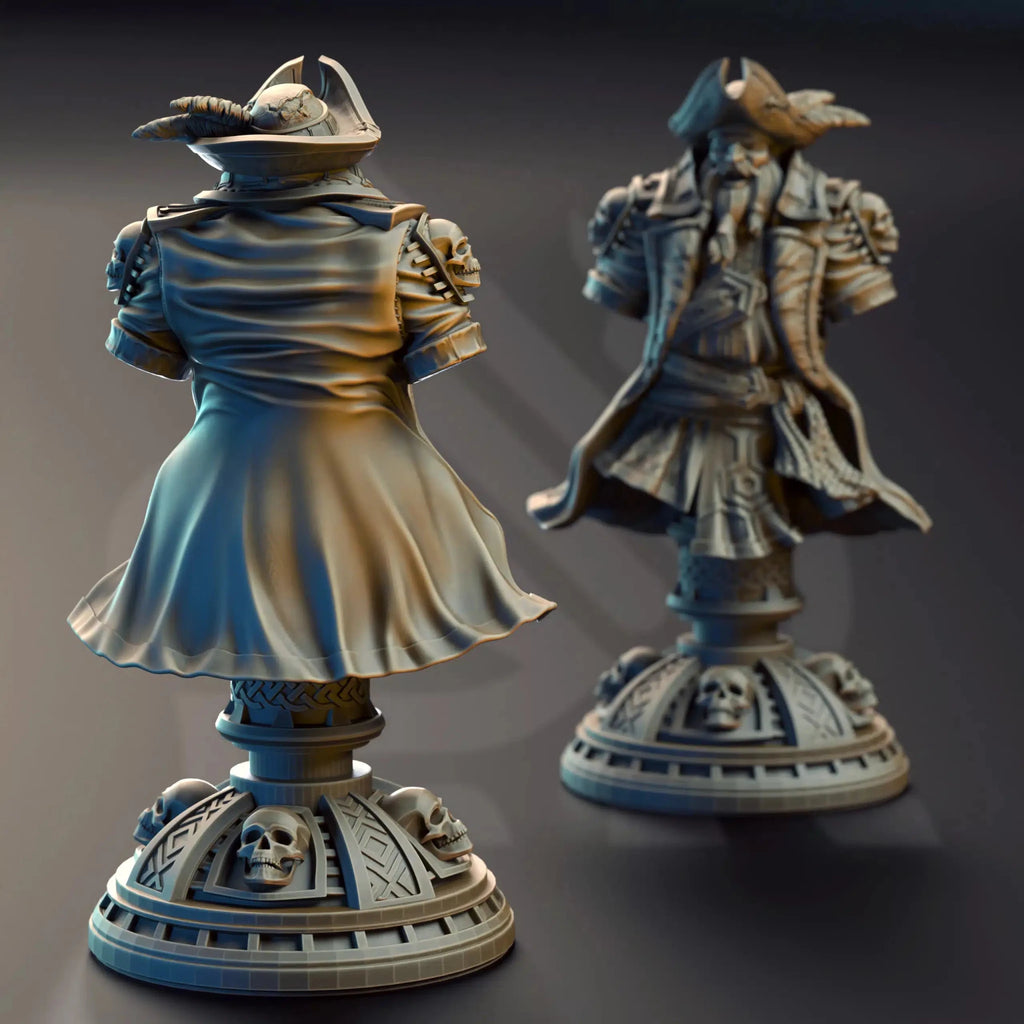 Baradin Blackbeard – Captain of the Gilded Seahorse (BUST) - 3D Printed Bust - Just Re-Roll
