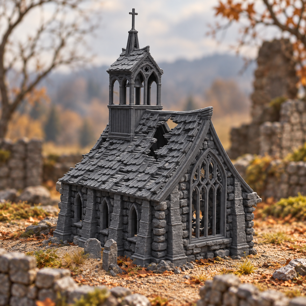 Basilica Ruins 28mm DND Terrain | Tabletop Wargaming Scenery for Mordheim, Frostgrave & RPG | Unpainted 3D Printed