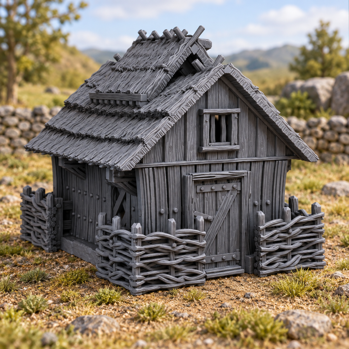 Borderland Hut 28mm DND Terrain | Tabletop Wargaming Scenery for Warhammer, Frostgrave & RPG | Unpainted 3D Printed