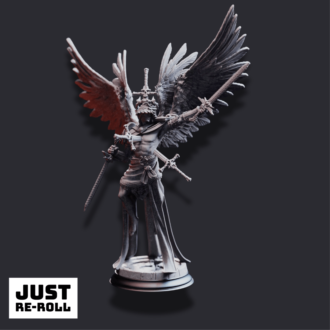 Caerian the Inevitable – Angel of Death - 3D Printed Fighter Character Miniature - Just Re - Roll
