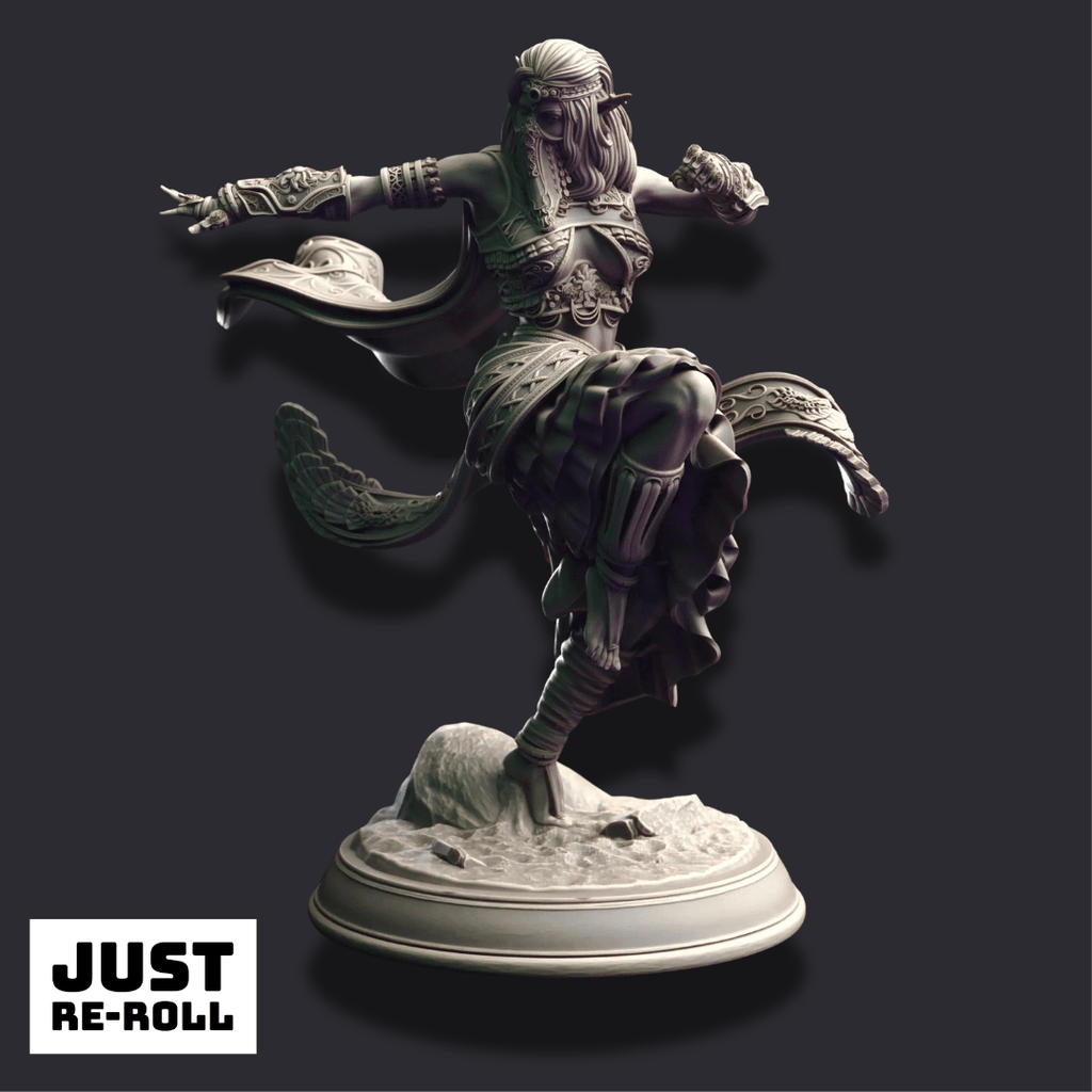 Cahira – Elven Sun Dancer - 3D Printed Monk Miniature - Just Re-Roll