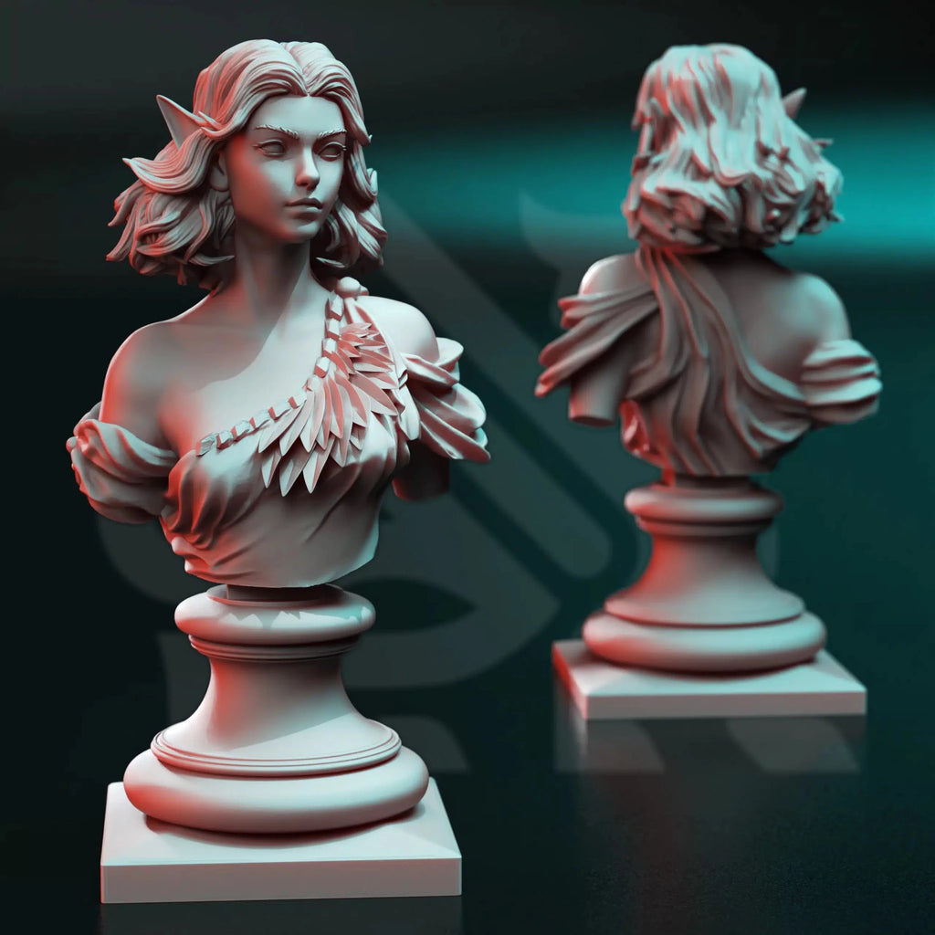 Cesedra Bust – The Love Fantasy Elf Sculpt, Unpainted Resin Miniature - Just Re-Roll