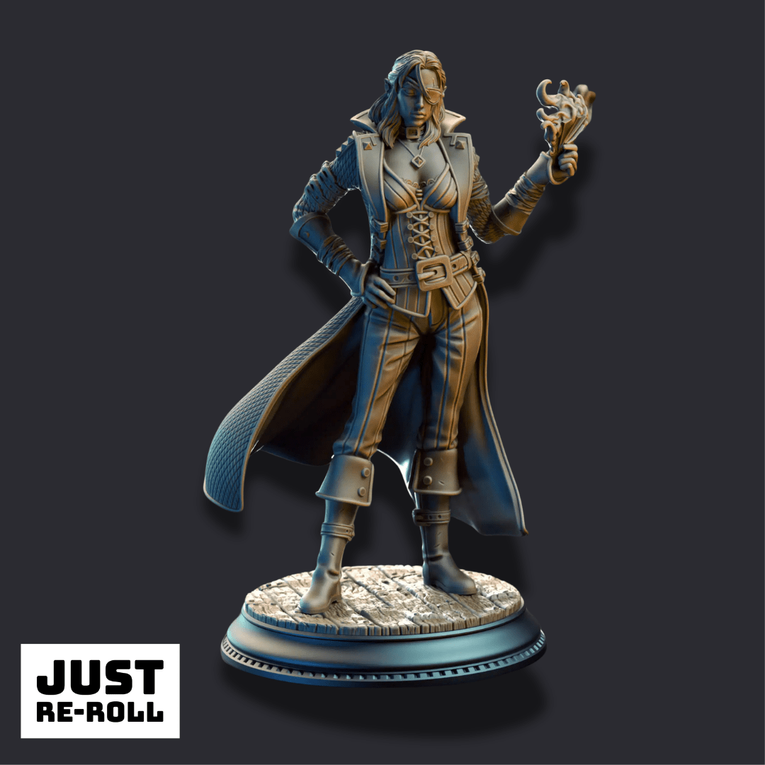 Charlotte-Anne – Gambler Rogue - 3D Printed Rogue Miniature - Just Re-Roll