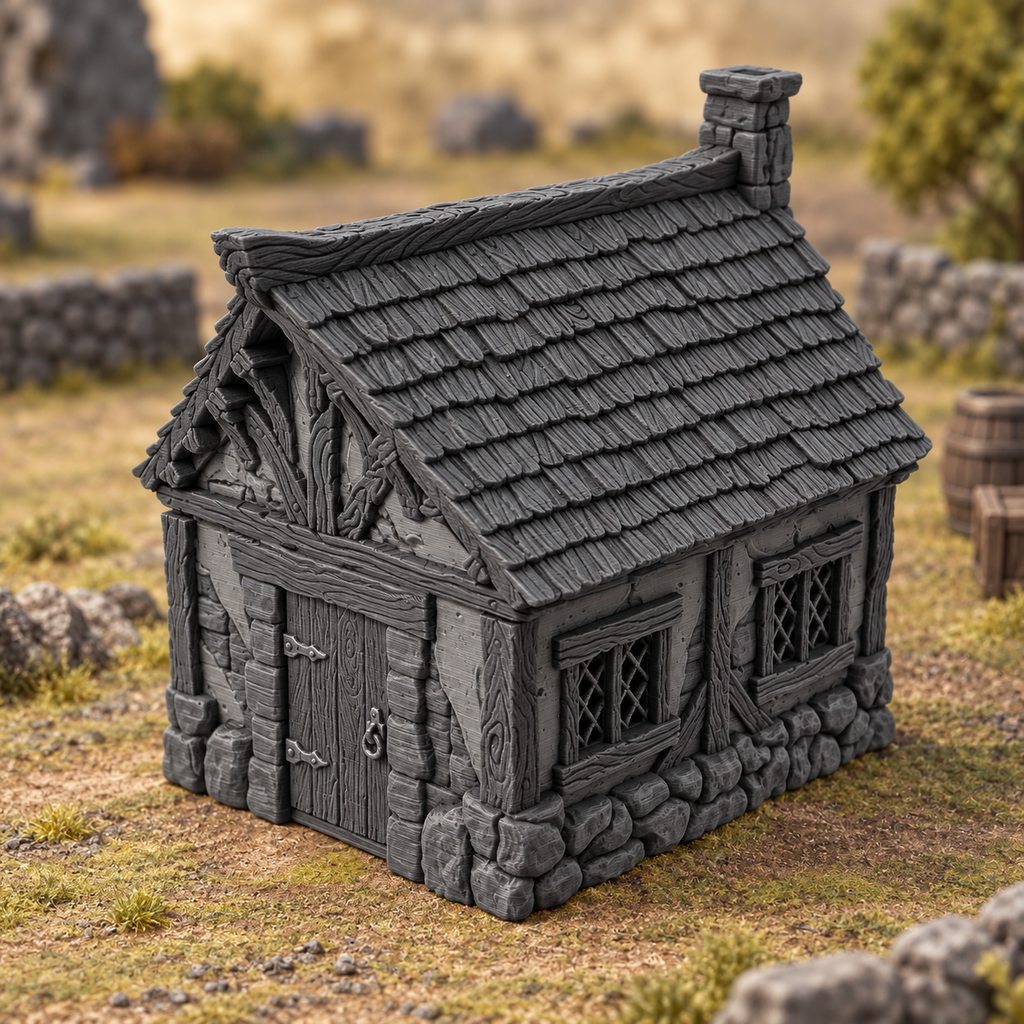 Cottage 28mm DND Terrain | Tabletop Wargaming Scenery for Warhammer, Frostgrave & RPG | Unpainted 3D Printed