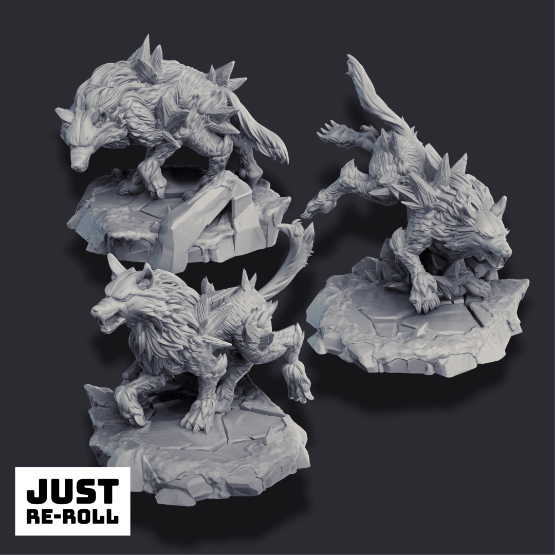 Dire Wolves – 3D Printed Fantasy Beast Miniatures - Just Re - Roll