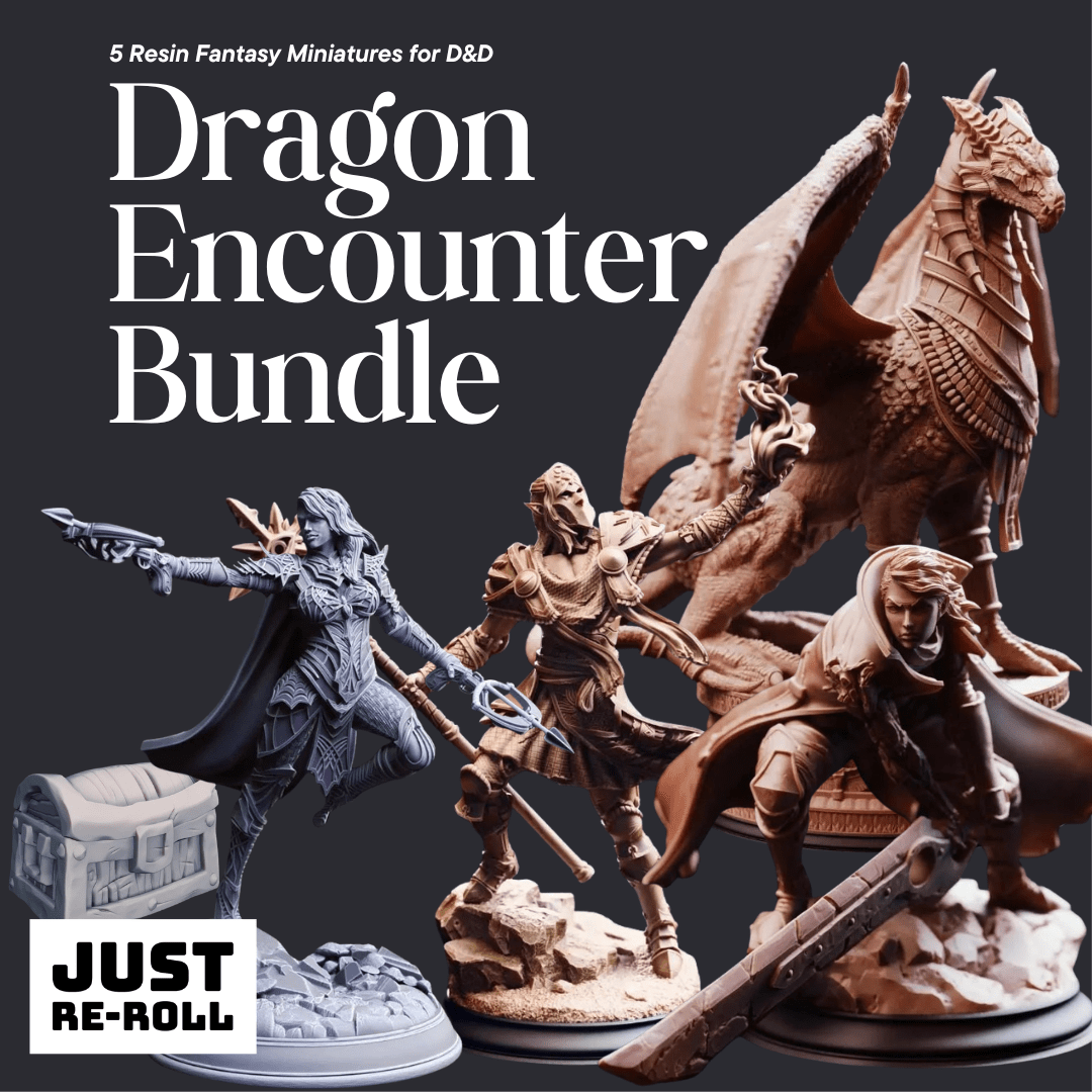 Dragon Encounter Bundle - Epic Resin Dragon Miniatures for DnD, Pathfinder & Tabletop RPGs - Just Re-Roll