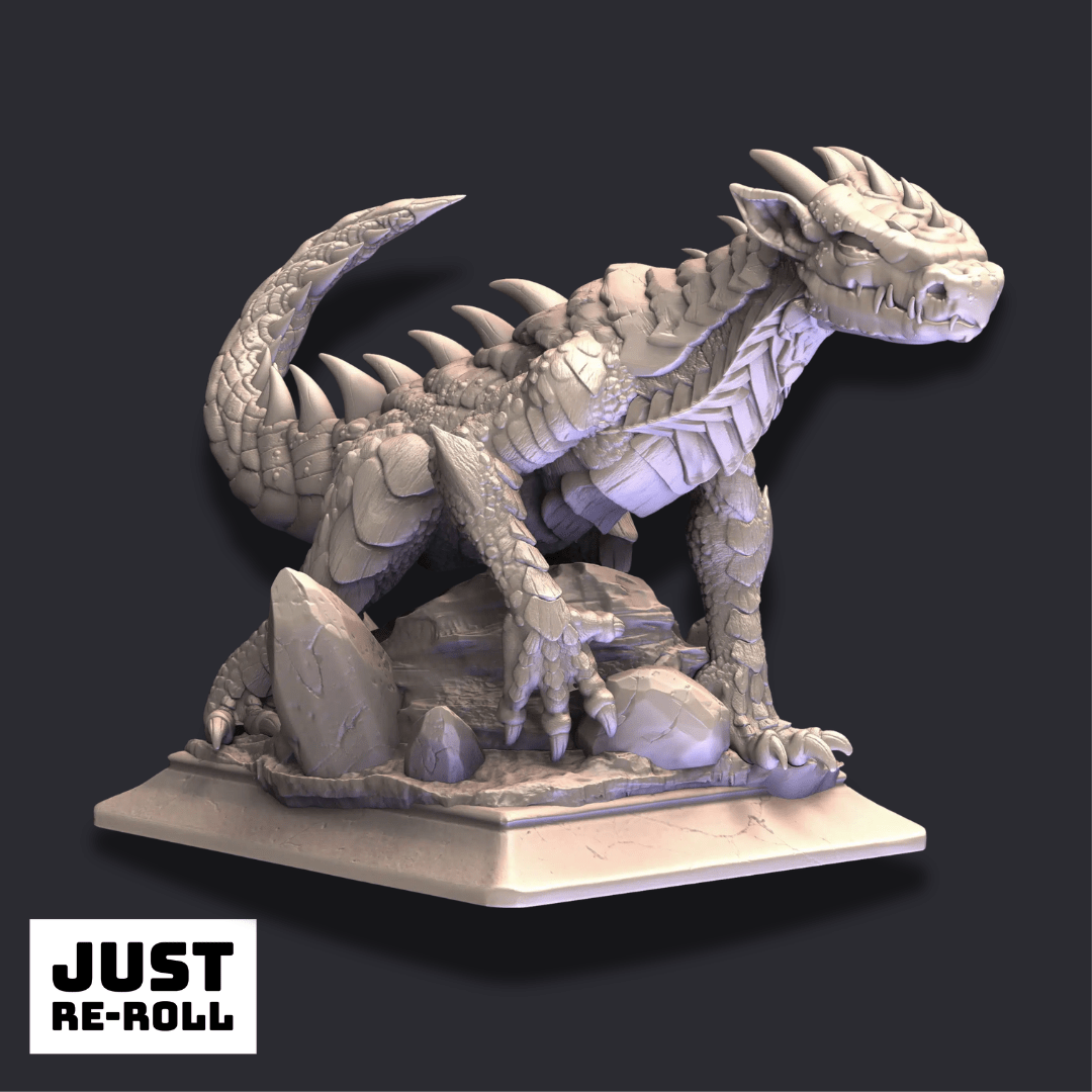Ekerin the Silver Tail - 3D Monster Dragon Miniature - Just Re-Roll