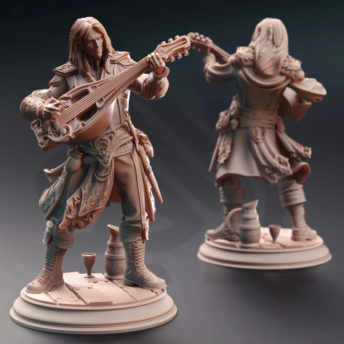 Ereviel “Eight Toes” – Bard of (mis)Fortune - 3D Printed Bard Miniature - Just Re-Roll