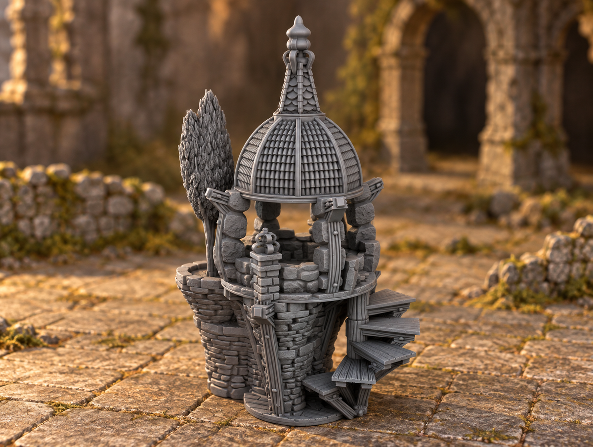 Flying Gazebo 28mm DND Terrain | Tabletop Wargaming Scenery for Warhammer, Frostgrave & RPG | Unpainted 3D Printed
