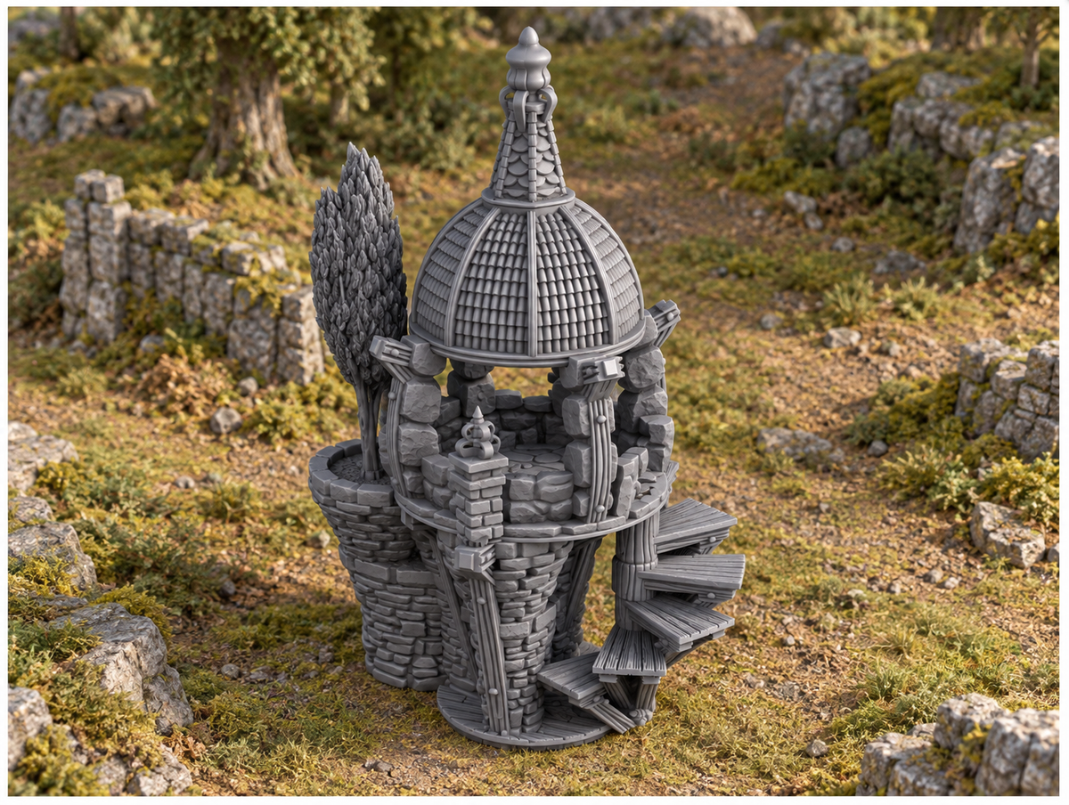 Flying Gazebo 28mm DND Terrain | Tabletop Wargaming Scenery for Warhammer, Frostgrave & RPG | Unpainted 3D Printed